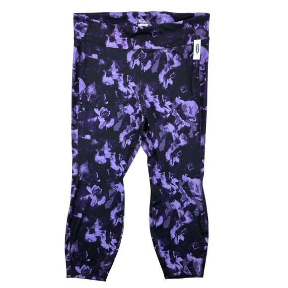 Old Navy Purple Floral High Waisted Leggings Women's 3X NWT Plus Size - Picture 1 of 13